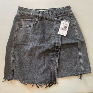 Free People Women's Parker Wrap Denim Miniskirt | Size 25 - Black